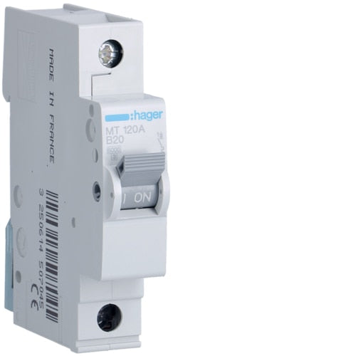 HAGER MT120 20A 1P T/B 6KA MCB