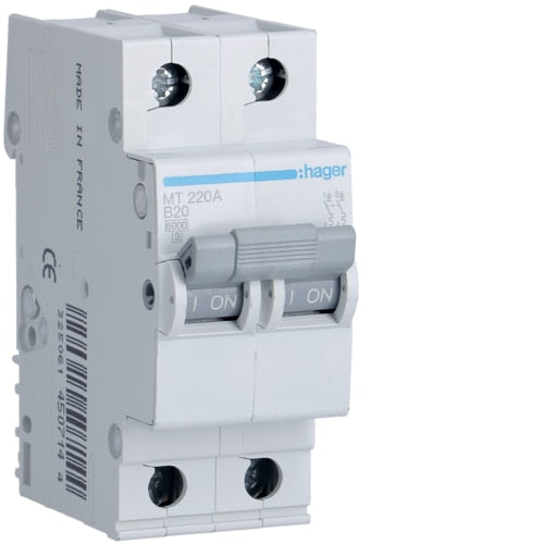 HAGER MT263 63A 2P T/B 6KA MCB