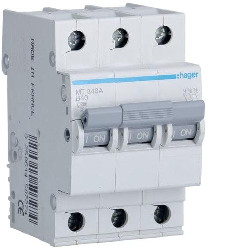 HAGER MT340 40A 3P T/B 6KA MCB