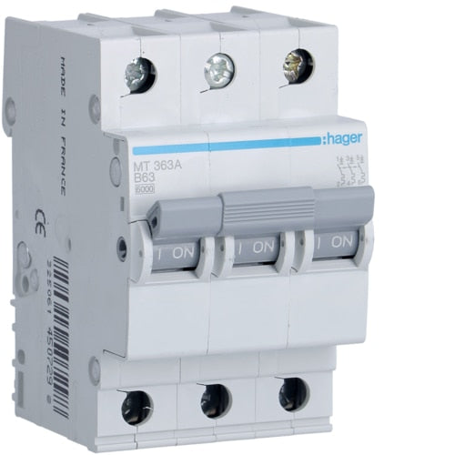 HAGER MT363 63A 3P T/B 6KA MCB