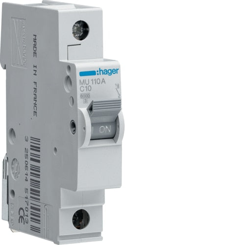 HAGER MU110 10A 1P T/C 6KA MCB