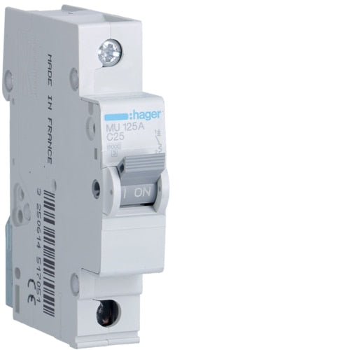 HAGER MU125 25A 1P T/C 6KA MCB