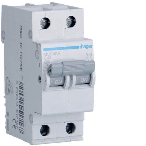 HAGER MU240 40A 2P T/C 6KA MCB