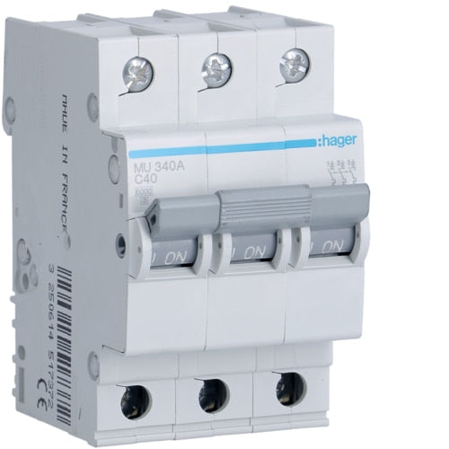 HAGER MU340 40A 3P T/C 6KA MCB
