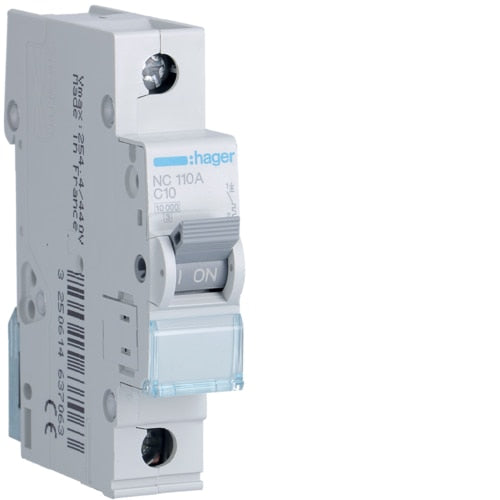 HAGER NC163 63A 1P T/C 10KA MCB