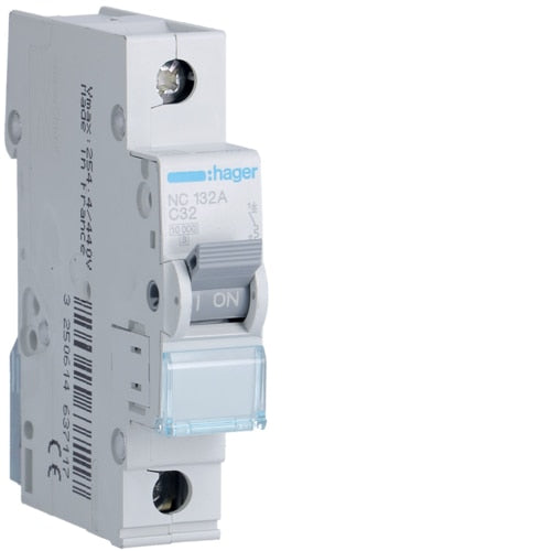 HAGER NC132 32A 1P T/C 10KA MCB