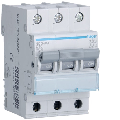 HAGER NC340 40A 3P T/C 10KA MCB