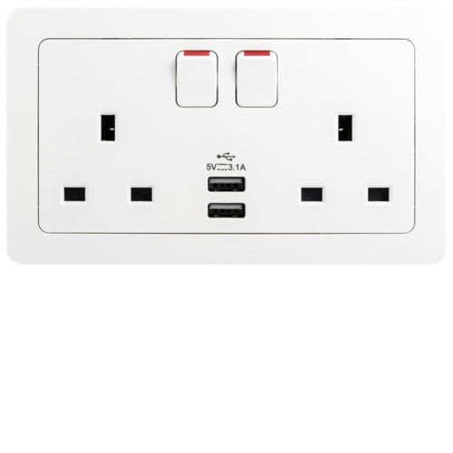 HAGER INSPIRE WGCS213SUSB 2X13A SSO + 2 X USB CHARGERS