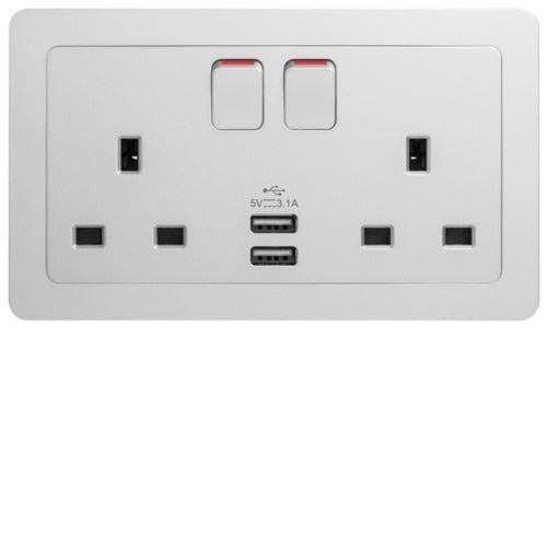 HAGER INSPIRE WGCXS213SUSBAS 2X13A SSO + 2 X USB CHARGERS AS