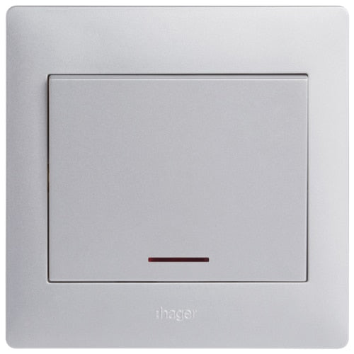 HAGER MUSE WGML2D12NAS 1G 2W DP SWITCH W/ LED AURORA SILVER