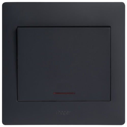 HAGER MUSE WGML2D1NKB 1G DP SW W/ LED KNIGHT BLACK