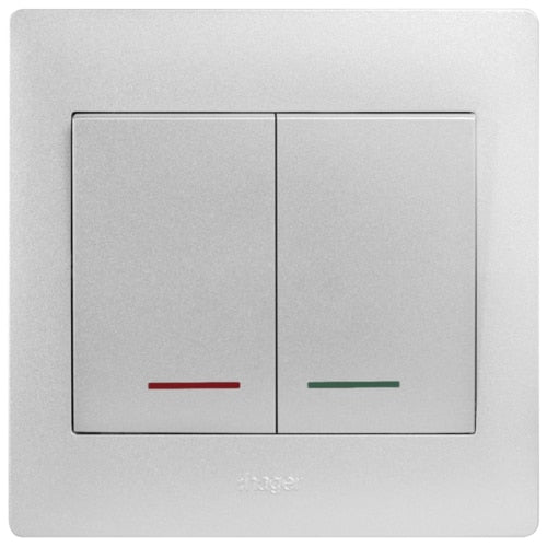 HAGER MUSE WGML2D2NAS 2G DP SWITCH W/ LED AURORA SILVER