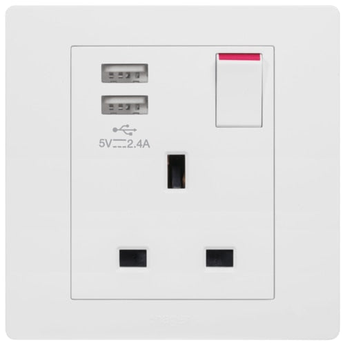 HAGER MUSE WGMS113SUSB 1X13A SSO + 2 X USB CHARGER