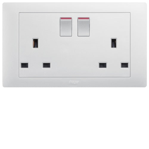 HAGER MUSE WGMS213SAS 2X13A SSO AURORA SILVER