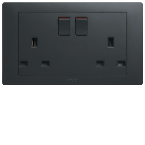 HAGER MUSE WGMS213SKB 2X13A SSO KNIGHT BLACK