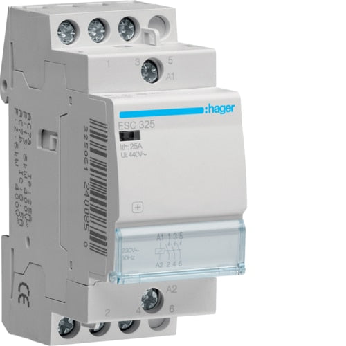 HAGER ESC325 25A 3NO CONTACTOR