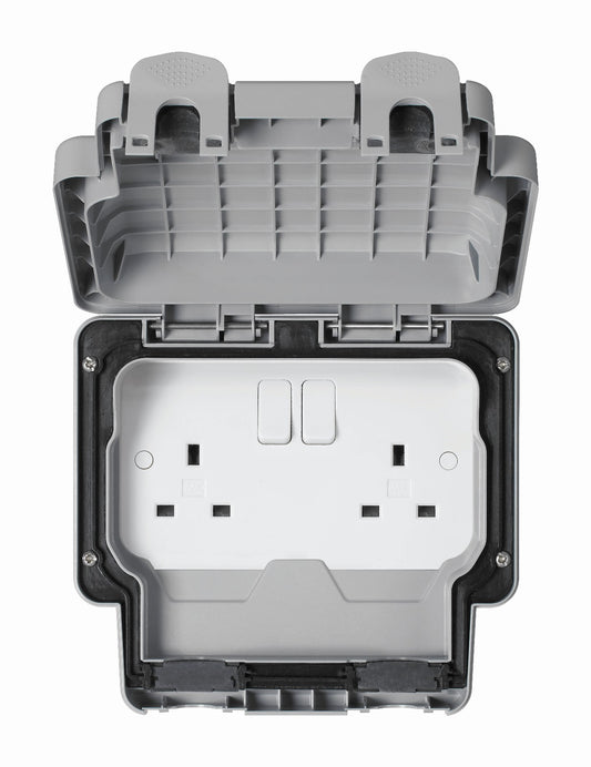 MK K-56482GRY 2X13A WEATHER PROOF SWITCHSOCKET