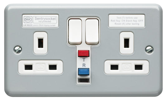 MK K6233ALM 2X13A RCD SOCKET 30MA PASSIVE