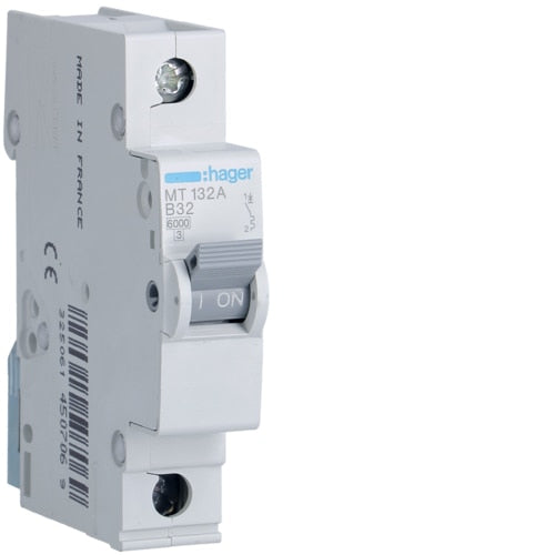 HAGER MT132 32A 1P T/B 6KA MCB