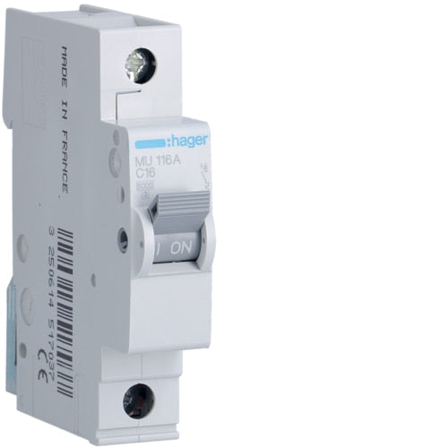 HAGER MU116 16A 1P T/C 6KA MCB