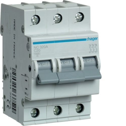 HAGER NC350 50A 3P T/C 10KA MCB