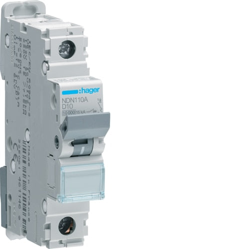 HAGER NDN110 10A 1P T/D 10KA MCB