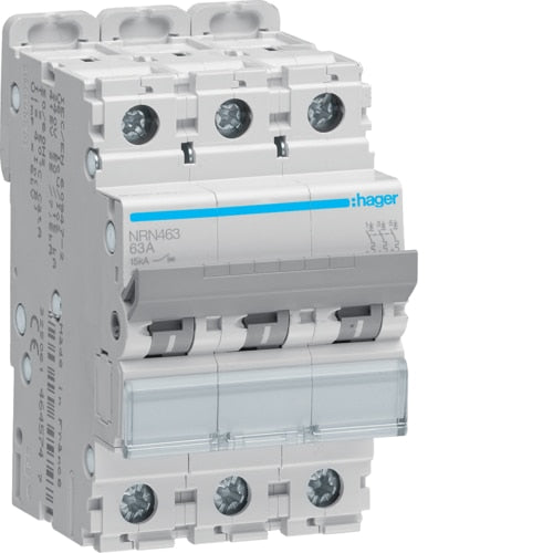HAGER NRN463 63A 4P T/C 15KA MCB