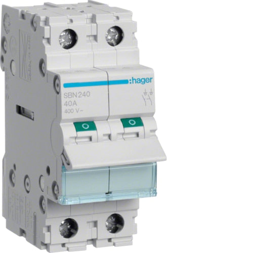HAGER SBN233 32A 2P ISOLATOR (2-MODULE)