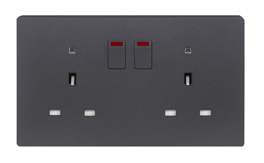 MK W2647GRY 2X13A SWITCHED SOCKET WITH LED SPACE GREY