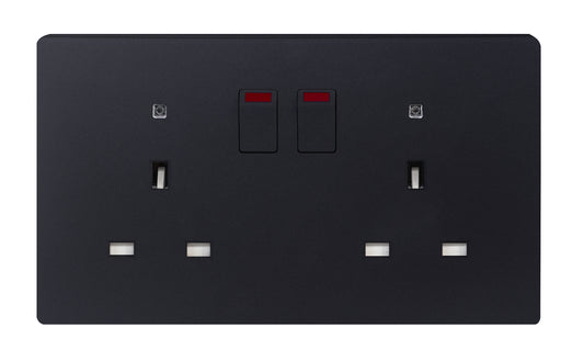 MK W2647MBK 2X13A SWITCHED SOCKET WITH LED SPACE BLACK