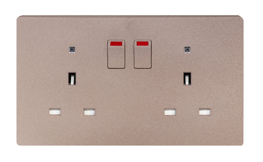 MK W2647RGL 2X13A SWITCHED SOCKET WITH LED ROSE GOLD