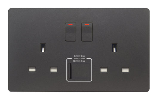 MK W2747UGRY 2X13A SSO WITH USB(A+C) SPACE GREY