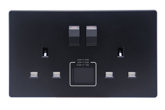 MK W2747UMBK 2X13A SSO WITH USB(A+C) SPACE BLACK