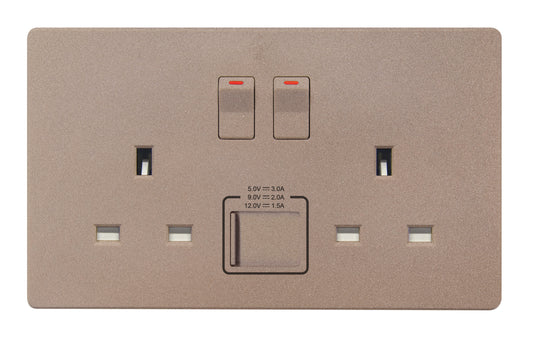 MK W2747URGL 2X13A SSO WITH USB(A+C) ROSE GOLD