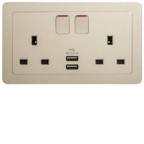HAGER INSPIRE WGCXS213SUSBEG 2X13A SSO + 2 X USB CHARGERS EG