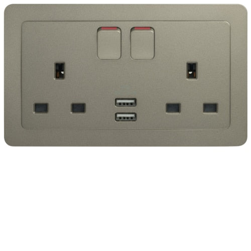 HAGER INSPIRE WGCXS213SUSBNB 2X13A SSO + 2 X USB CHARGERS NB