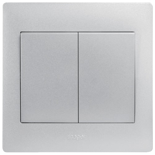 HAGER MUSE WGML122AS 2G 2W SWITCH AURORA SILVER