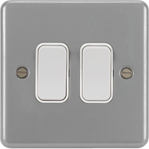 HAGER WPPS22BKO 10A 2GANG 2WAY METAL CLAD SWITCH