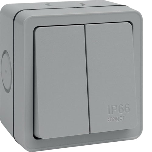 HAGER WXPPS22 2GANG 2WAY SWITCH IP66