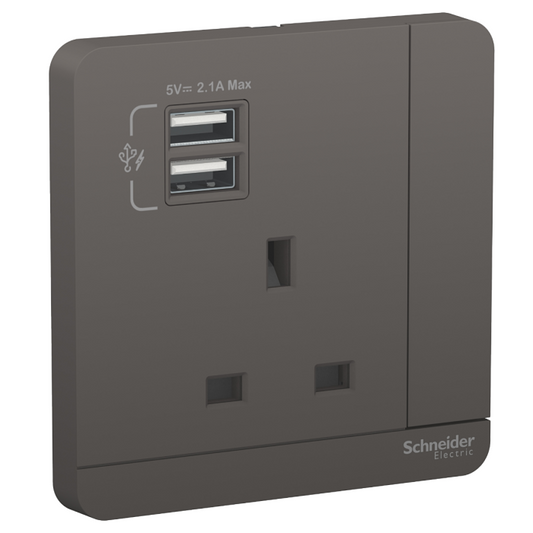 E8315USB_DG_G2 13A 250V SW Skt w 2.1A USB Charger, DG