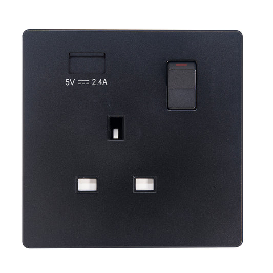 MK W2757UAMBK 1X13A SSO WITH USB(A) SPACE BLACK