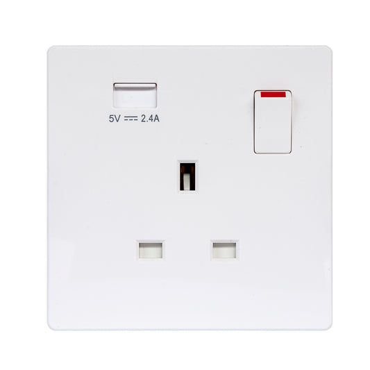 MK W2757UAWHI 1X13A SSO WITH USB(A)