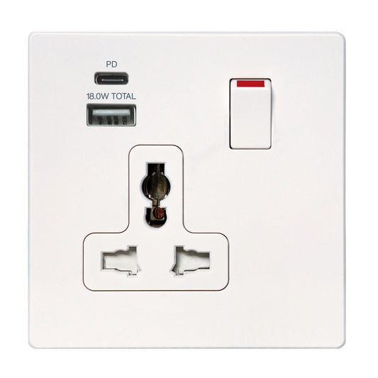 MK W2835UWHI 1GANG INTERNATIONAL SSO +DOUBLE POLE USB (A+C)
